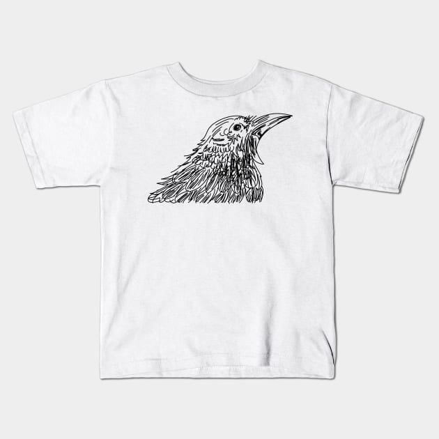 Sketchy Shouting Bird Kids T-Shirt by SWON Design